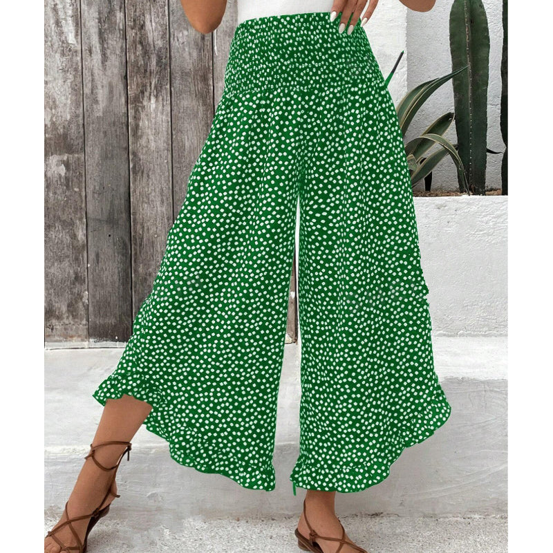 ⏰🔥 ¡50% DE DESCUENTO POR TIEMPO LIMITADO! 🌸 Pantalones Anchos de Mujer – Cintura Alta, Lunares y Volantes para una Figura Perfecta ✨💖