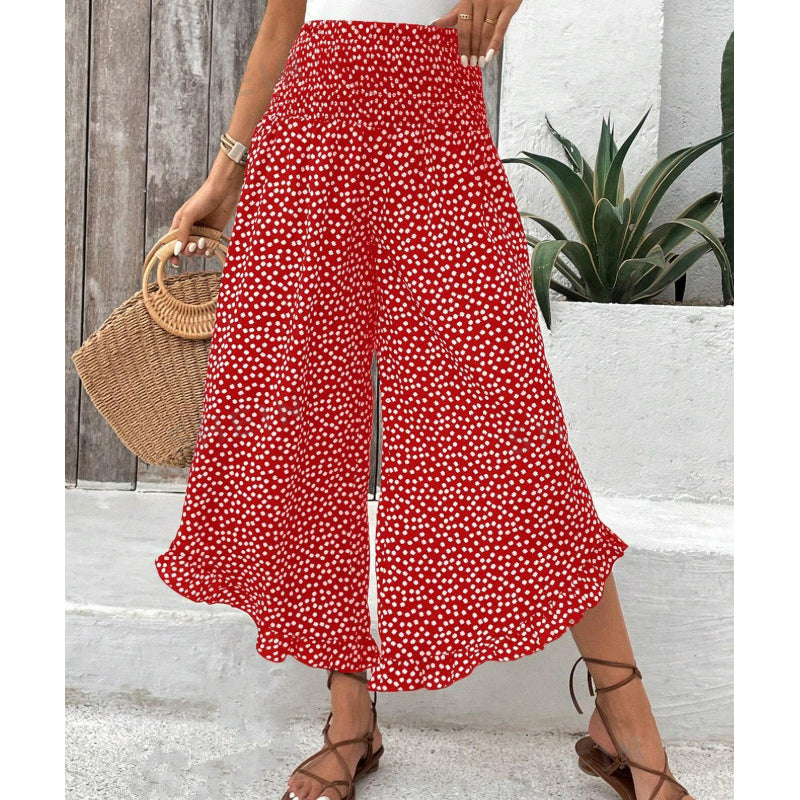 ⏰🔥 ¡50% DE DESCUENTO POR TIEMPO LIMITADO! 🌸 Pantalones Anchos de Mujer – Cintura Alta, Lunares y Volantes para una Figura Perfecta ✨💖