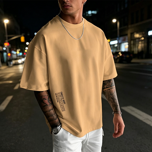 Playera de Manga Corta para Hombre con Ajuste Holgado y Estilo Urbano