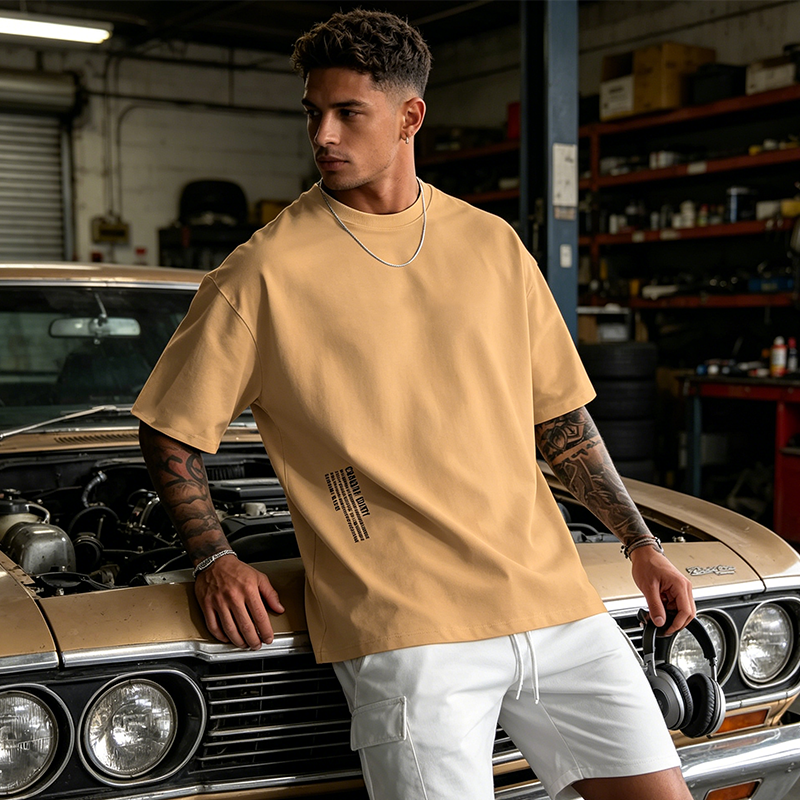 Playera de Manga Corta para Hombre con Ajuste Holgado y Estilo Urbano