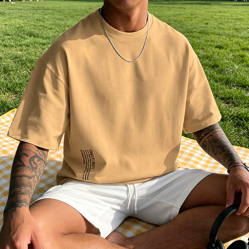 Playera de Manga Corta para Hombre con Ajuste Holgado y Estilo Urbano