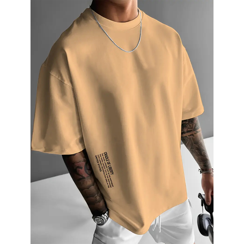 Playera de Manga Corta para Hombre con Ajuste Holgado y Estilo Urbano