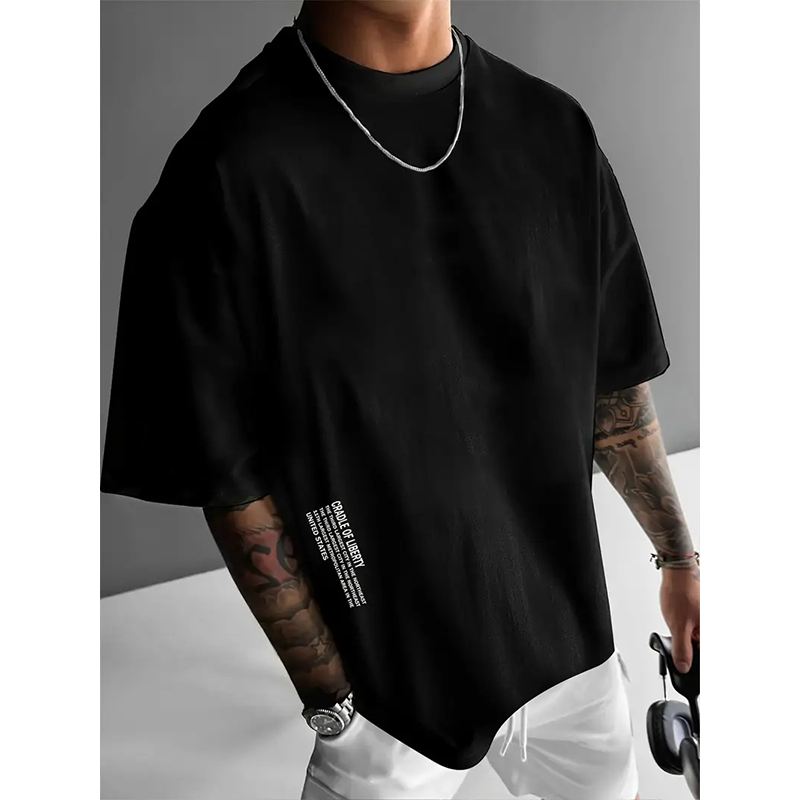 Playera de Manga Corta para Hombre con Ajuste Holgado y Estilo Urbano