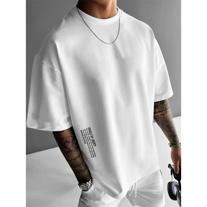 Playera de Manga Corta para Hombre con Ajuste Holgado y Estilo Urbano