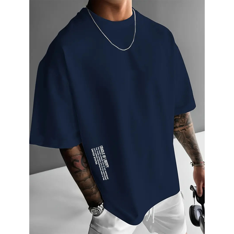 Playera de Manga Corta para Hombre con Ajuste Holgado y Estilo Urbano