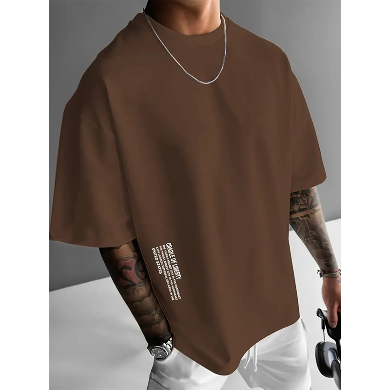 Playera de Manga Corta para Hombre con Ajuste Holgado y Estilo Urbano