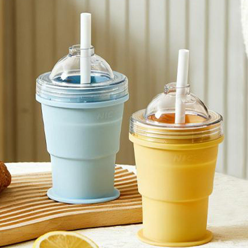 🌞¡Dale un toque fresco a la primavera con un 50 % de descuento!🥤Vaso para hielo plegable de silicona 2 en 1 | Crea bolas de hielo XL para café helado y cócteles | Vaso antiderrame con pajita (sin BPA)