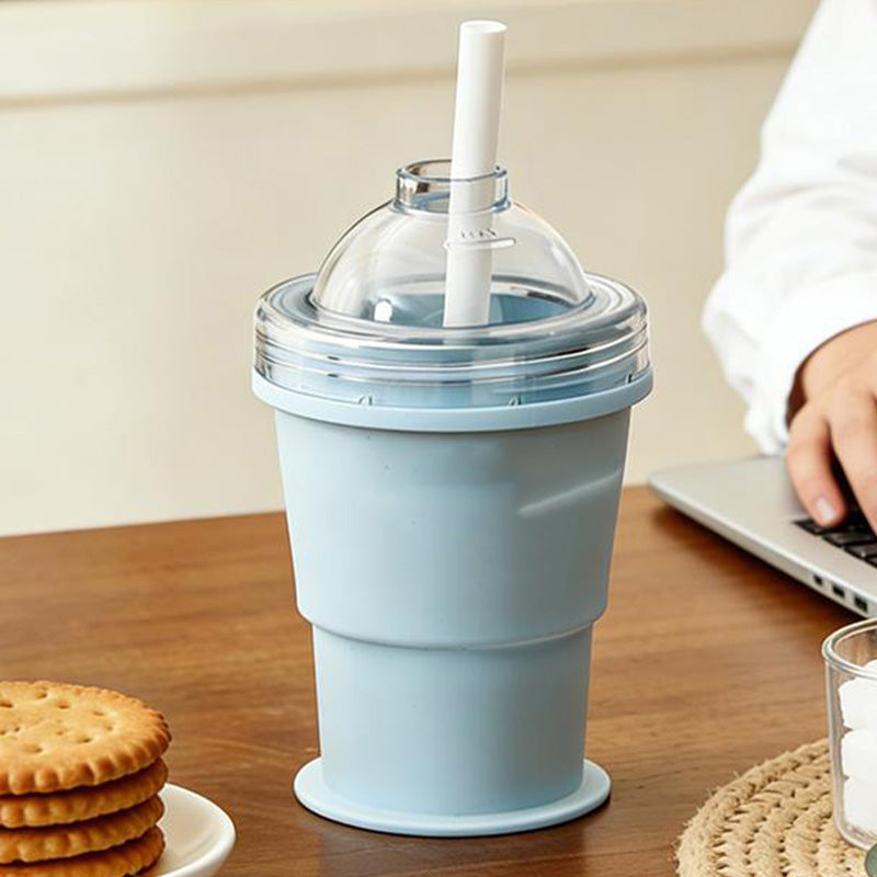 🌞¡Dale un toque fresco a la primavera con un 50 % de descuento!🥤Vaso para hielo plegable de silicona 2 en 1 | Crea bolas de hielo XL para café helado y cócteles | Vaso antiderrame con pajita (sin BPA)