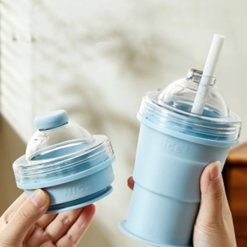 🌞¡Dale un toque fresco a la primavera con un 50 % de descuento!🥤Vaso para hielo plegable de silicona 2 en 1 | Crea bolas de hielo XL para café helado y cócteles | Vaso antiderrame con pajita (sin BPA)