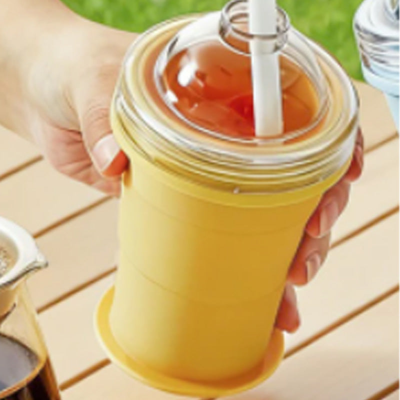 🌞¡Dale un toque fresco a la primavera con un 50 % de descuento!🥤Vaso para hielo plegable de silicona 2 en 1 | Crea bolas de hielo XL para café helado y cócteles | Vaso antiderrame con pajita (sin BPA)