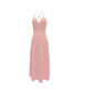 Vestido Maxi de Escote en V, Tirantes Delgados y Abertura Alta