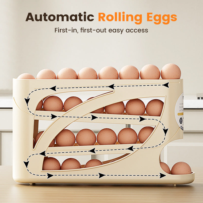⏳🔥¡50 % DE DESCUENTO POR TIEMPO LIMITADO! ⏰ 🥚 Venta 2026 — ¡Más de 22.500 vendidos! 🧣 Organizador de Huevos para Nevera Ahorra Espacio – Avance Automático por Gravedad, Capacidad para 30 Huevos y Diseño Delgado para Puerta 🏠