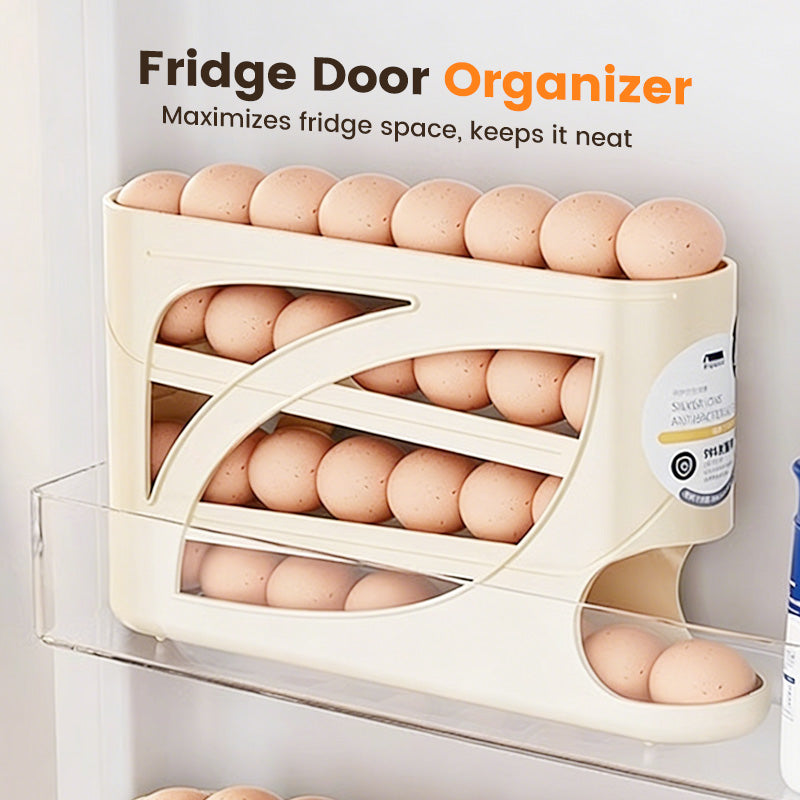 ⏳🔥¡50 % DE DESCUENTO POR TIEMPO LIMITADO! ⏰ 🥚 Venta 2026 — ¡Más de 22.500 vendidos! 🧣 Organizador de Huevos para Nevera Ahorra Espacio – Avance Automático por Gravedad, Capacidad para 30 Huevos y Diseño Delgado para Puerta 🏠