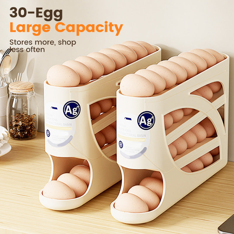 ⏳🔥¡50 % DE DESCUENTO POR TIEMPO LIMITADO! ⏰ 🥚 Venta 2026 — ¡Más de 22.500 vendidos! 🧣 Organizador de Huevos para Nevera Ahorra Espacio – Avance Automático por Gravedad, Capacidad para 30 Huevos y Diseño Delgado para Puerta 🏠