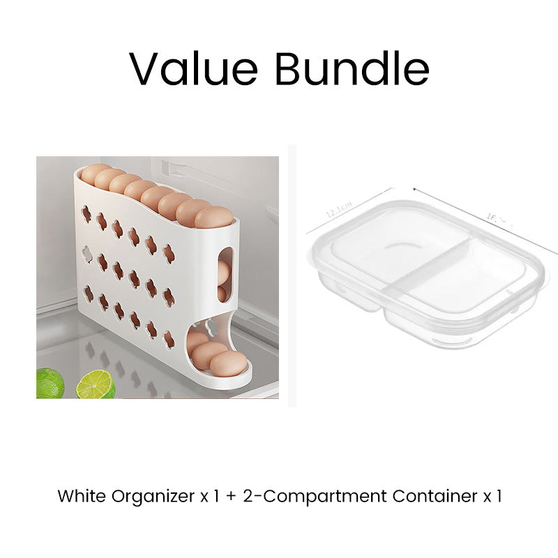 ⏳🔥¡50 % DE DESCUENTO POR TIEMPO LIMITADO! ⏰ 🥚 Venta 2026 — ¡Más de 22.500 vendidos! 🧣 Organizador de Huevos para Nevera Ahorra Espacio – Avance Automático por Gravedad, Capacidad para 30 Huevos y Diseño Delgado para Puerta 🏠