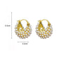 💍Especial Día de las Madres✨ Aretes de Argolla con Perlas de Imitación en Tejido Tipo Canasta – Tono Dorado, Elegancia Clásica 🪀