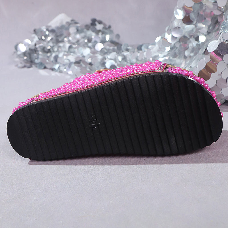👡 ¡OFERTA DE VERANO EN VENTA: 50% DE DESCUENTO! 💎 Sandalias de Corcho de Deslizamiento con Doble Hebilla – Adornos Brillantes, Plataforma Cómoda, Plantilla Anatómica y Estilo de Poner Fácil ✨