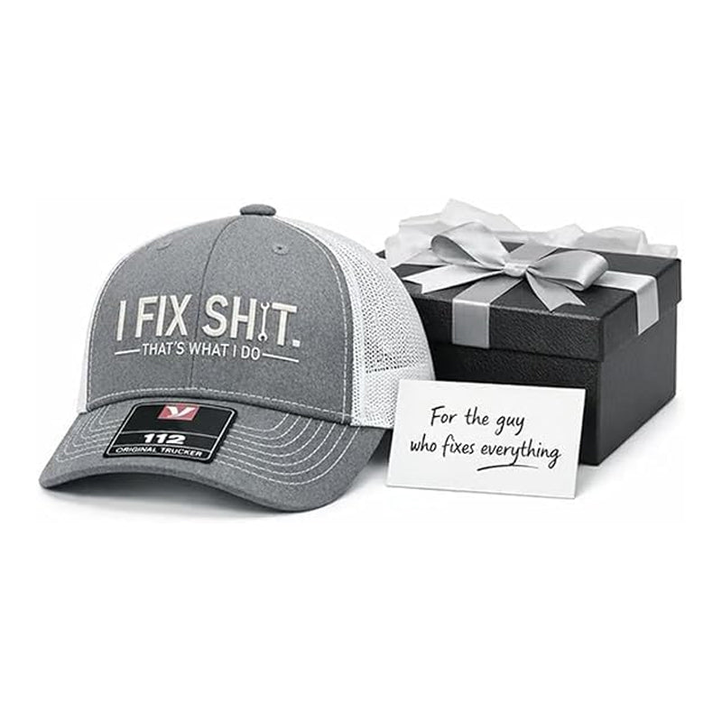 🧢 ¡OFERTA ESPECIAL 50% DE DESCUENTO AHORA! 🔧 Gorra de Camionero Bordada "I Fix Shit" – Diseño de Mecánico, Panel de Malla Transpirable, Mezcla de Algodón y Visera Curva ✨