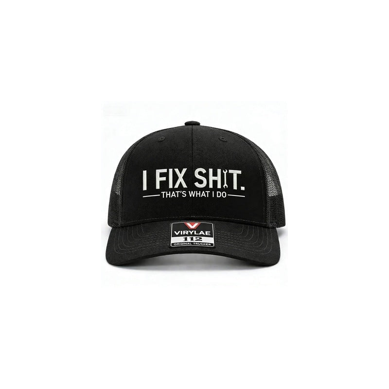 🧢 ¡OFERTA ESPECIAL 50% DE DESCUENTO AHORA! 🔧 Gorra de Camionero Bordada "I Fix Shit" – Diseño de Mecánico, Panel de Malla Transpirable, Mezcla de Algodón y Visera Curva ✨