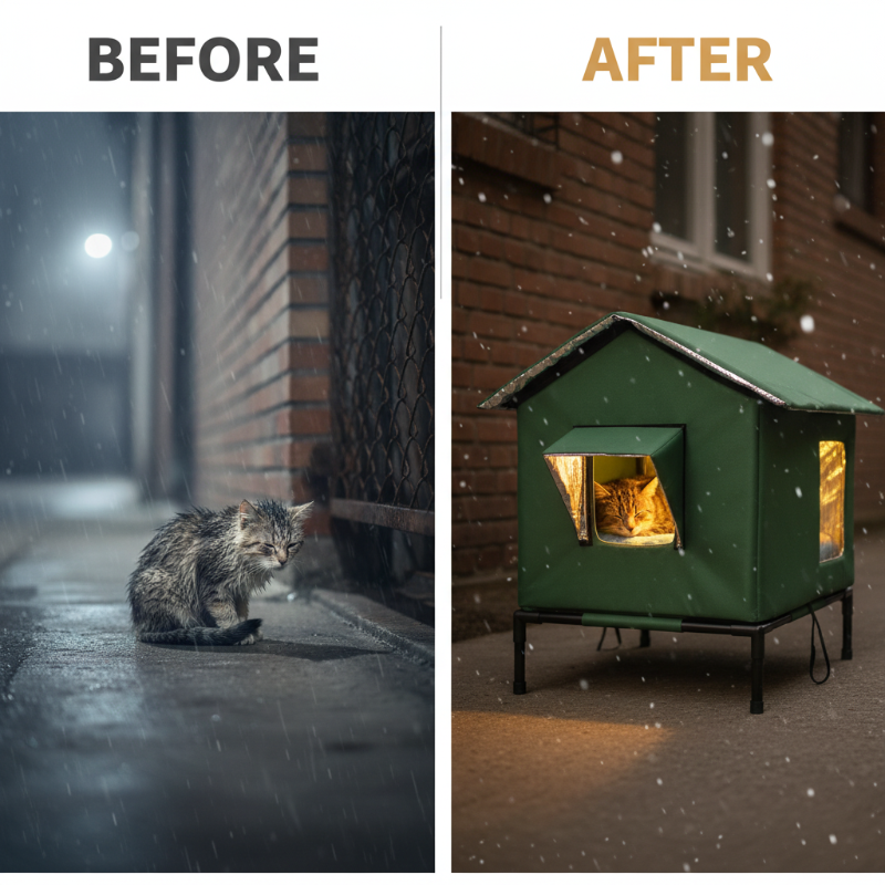 ⏳ ¡50% DE DESCUENTO por tiempo limitado! ⏰ Casa para Gatos Exterior Elevada para Todo Clima – Tela Oxford Impermeable· Forro Térmico de Aluminio y Diseño Plegable 🐈🏠🌧️