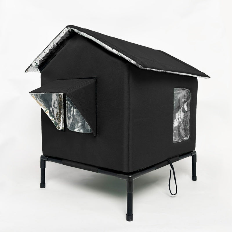 ⏳ ¡50% DE DESCUENTO por tiempo limitado! ⏰ Casa para Gatos Exterior Elevada para Todo Clima – Tela Oxford Impermeable· Forro Térmico de Aluminio y Diseño Plegable 🐈🏠🌧️