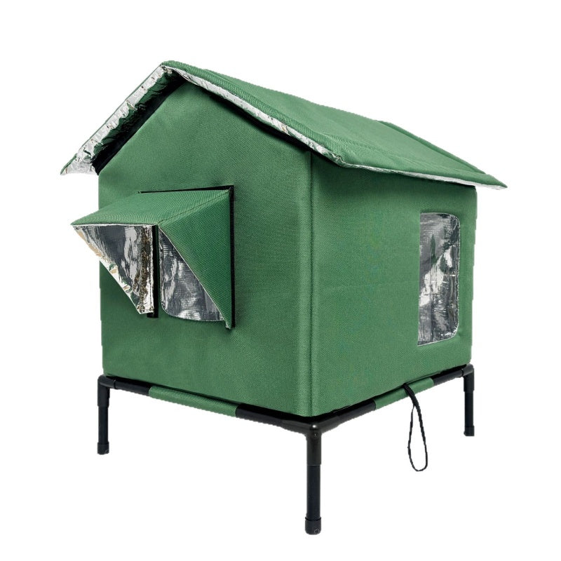 ⏳ ¡50% DE DESCUENTO por tiempo limitado! ⏰ Casa para Gatos Exterior Elevada para Todo Clima – Tela Oxford Impermeable· Forro Térmico de Aluminio y Diseño Plegable 🐈🏠🌧️