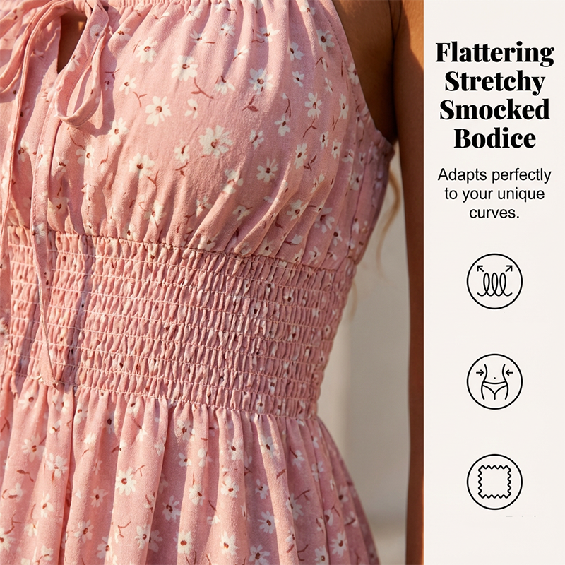Vestido de tirantes finos con tirantes finos con atadura delantera
