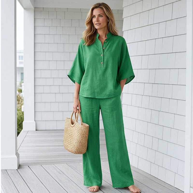 📢📢40% OFF !! ⏰Women's Stand-Up Collar Top & Wide-Leg Pants Set
