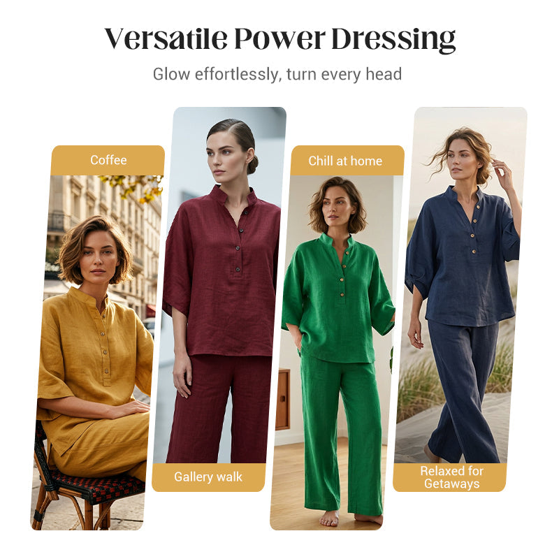 📢📢40% OFF !! ⏰Women's Stand-Up Collar Top & Wide-Leg Pants Set