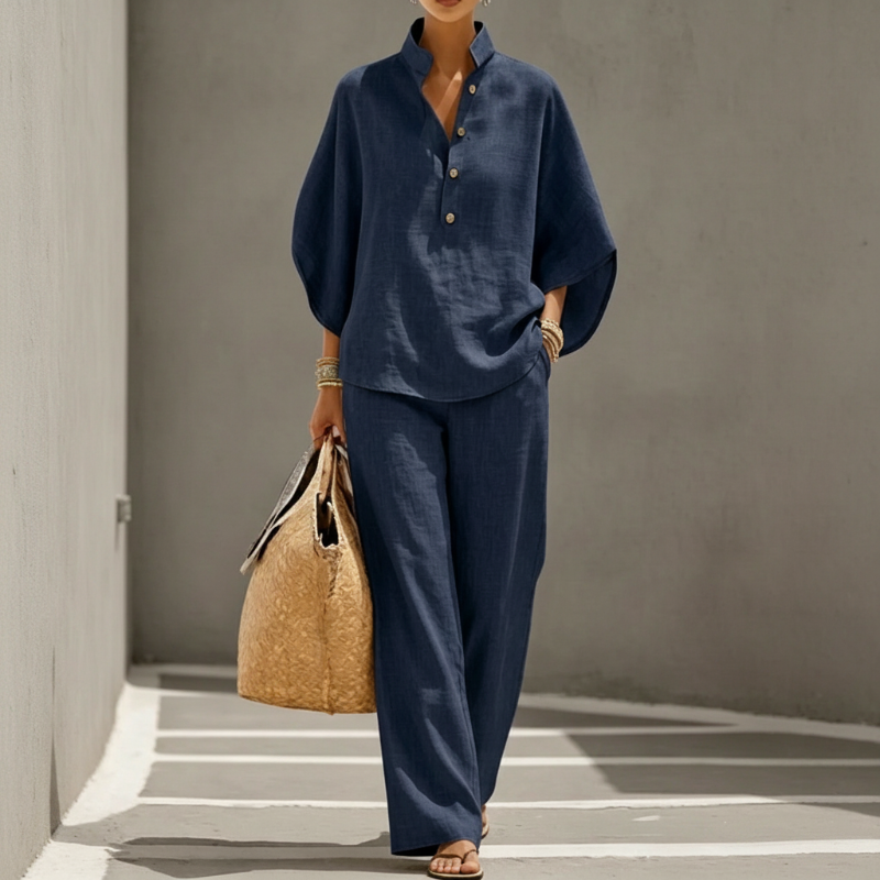 📢📢40% OFF !! ⏰Women's Stand-Up Collar Top & Wide-Leg Pants Set