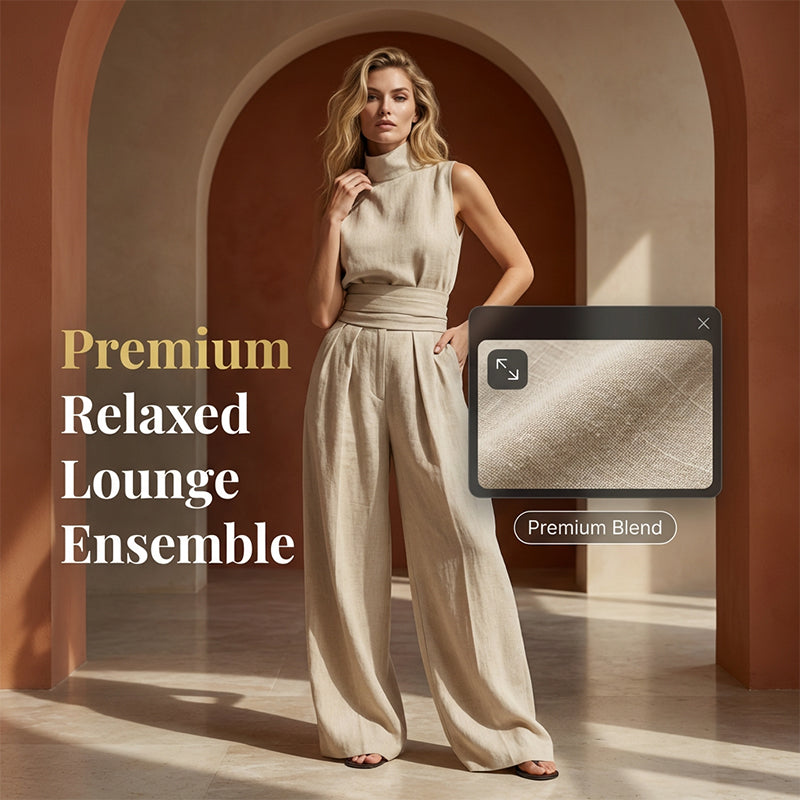 💥Last-day sale-Top & Wide-Leg Pant 2-Piece Set