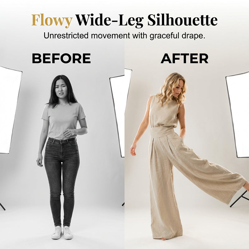 💥Last-day sale-Top & Wide-Leg Pant 2-Piece Set