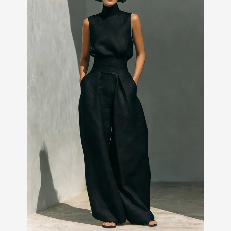 💥Last-day sale-Top & Wide-Leg Pant 2-Piece Set