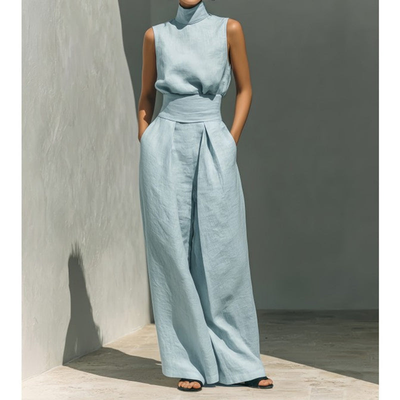 💥Last-day sale-Top & Wide-Leg Pant 2-Piece Set