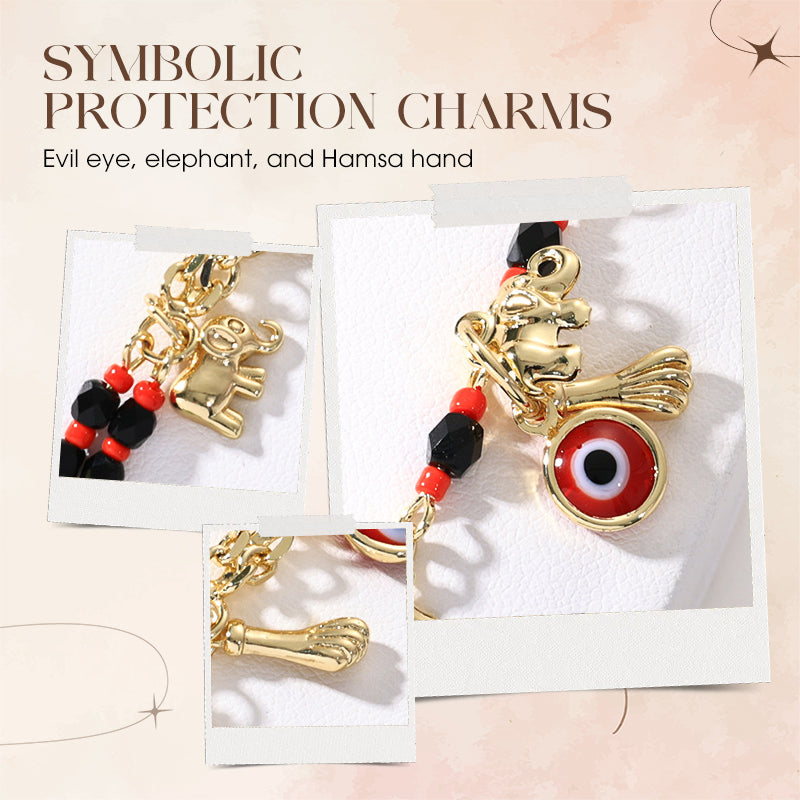 📿 ¡OFERTA POR TIEMPO LIMITADO 50% DE DESCUENTO! 🌀 Pulsera Boho de Ojo Turco y Elefante de la Suerte – Colgantes Simbólicos, Ajuste Ajustable, Acabado Dorado y 7 Estilos ✨