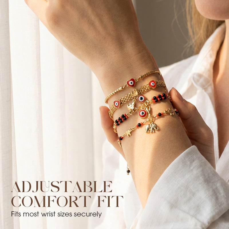 📿 ¡OFERTA POR TIEMPO LIMITADO 50% DE DESCUENTO! 🌀 Pulsera Boho de Ojo Turco y Elefante de la Suerte – Colgantes Simbólicos, Ajuste Ajustable, Acabado Dorado y 7 Estilos ✨