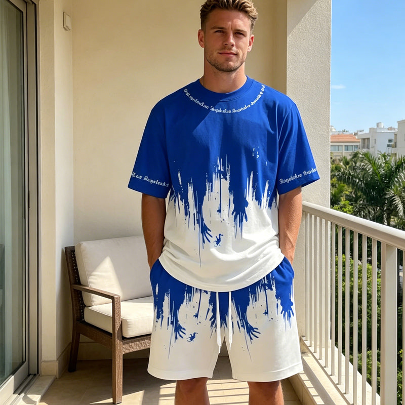 Conjunto de pantalones cortos y camiseta con estampado gráfico para hombre