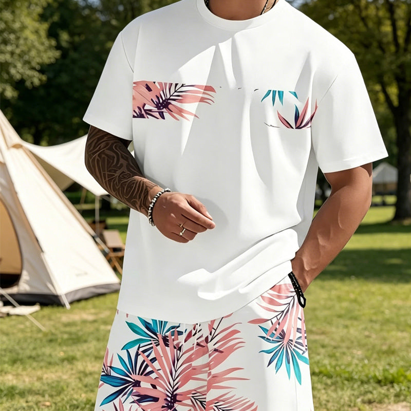 Conjunto de pantalones cortos y camiseta con estampado gráfico para hombre