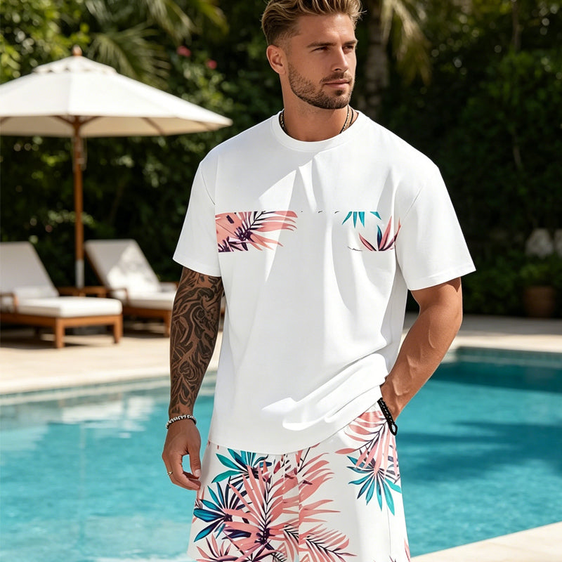 Conjunto de pantalones cortos y camiseta con estampado gráfico para hombre