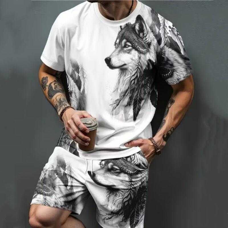 Conjunto de pantalones cortos y camiseta con estampado gráfico para hombre