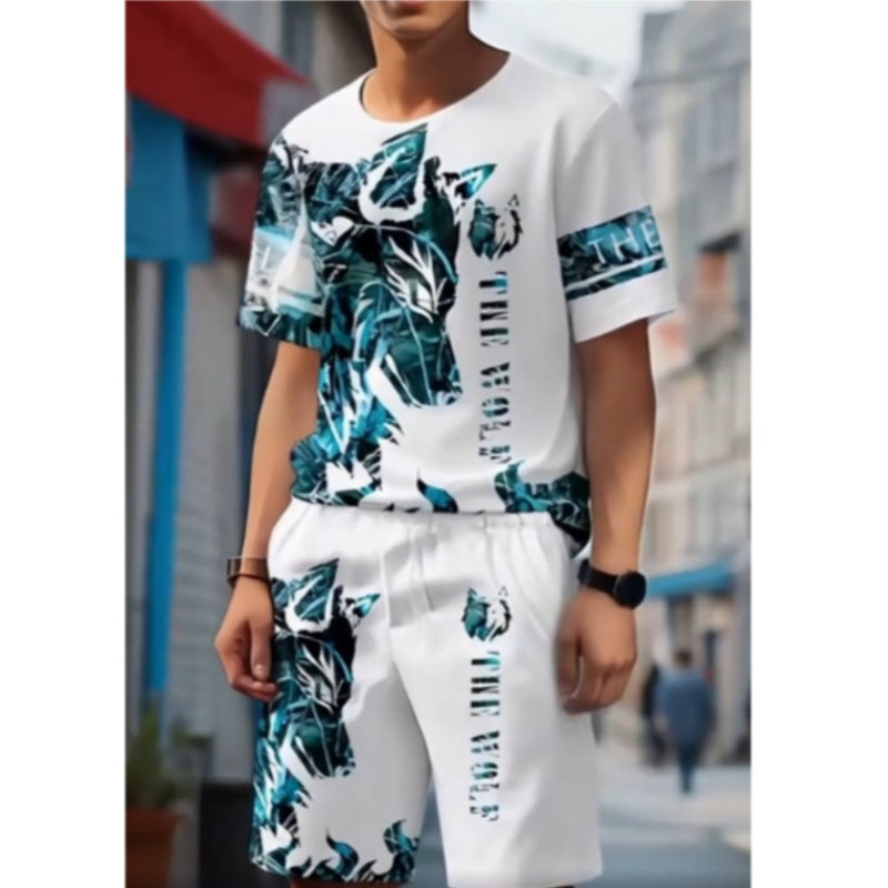 Conjunto de pantalones cortos y camiseta con estampado gráfico para hombre
