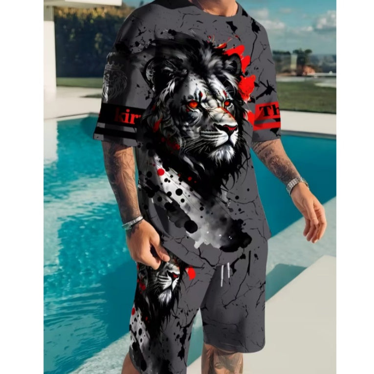 Conjunto de pantalones cortos y camiseta con estampado gráfico para hombre