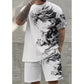 Conjunto de pantalones cortos y camiseta con estampado gráfico para hombre