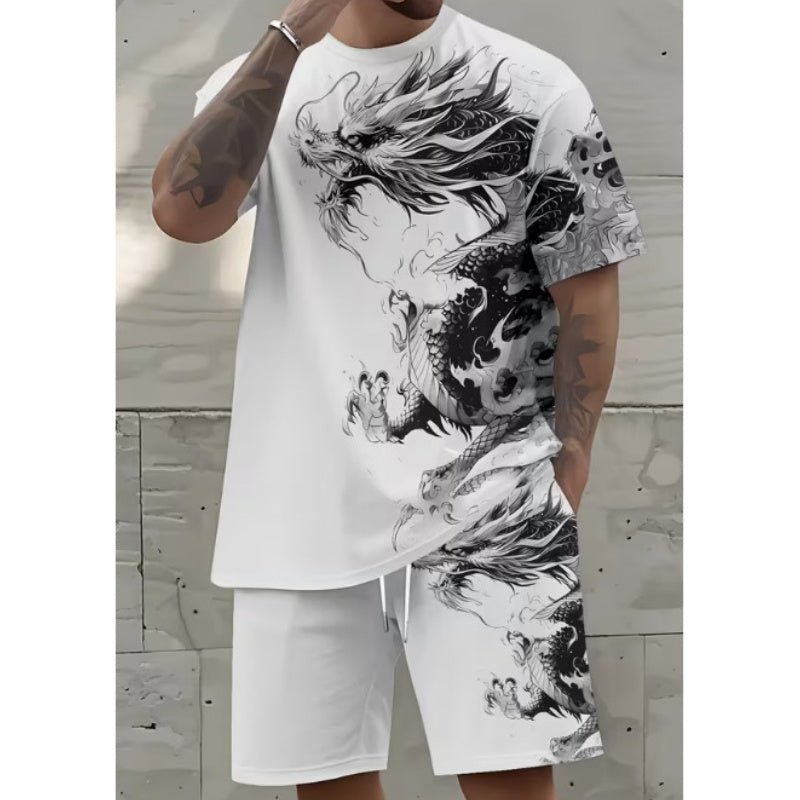 Conjunto de pantalones cortos y camiseta con estampado gráfico para hombre