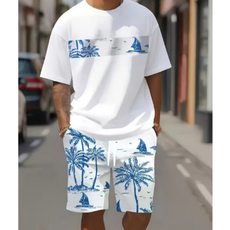 Conjunto de pantalones cortos y camiseta con estampado gráfico para hombre