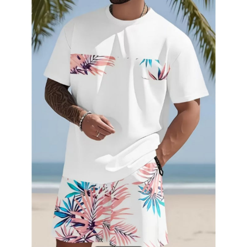 Conjunto de pantalones cortos y camiseta con estampado gráfico para hombre