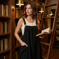 Vestido Overol Midi Holgado Casual con Bolsas Laterales