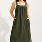 Vestido Overol Midi Holgado Casual con Bolsas Laterales
