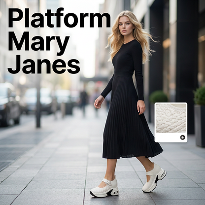 🥿 ¡OFERTA POR TIEMPO LIMITADO 50% DE DESCUENTO! 🪡 Mary Janes de Plataforma de Tejido Transpirable – Ajuste Elegante, Suela Ergonómica, Antideslizantes y 2 Colores ✨