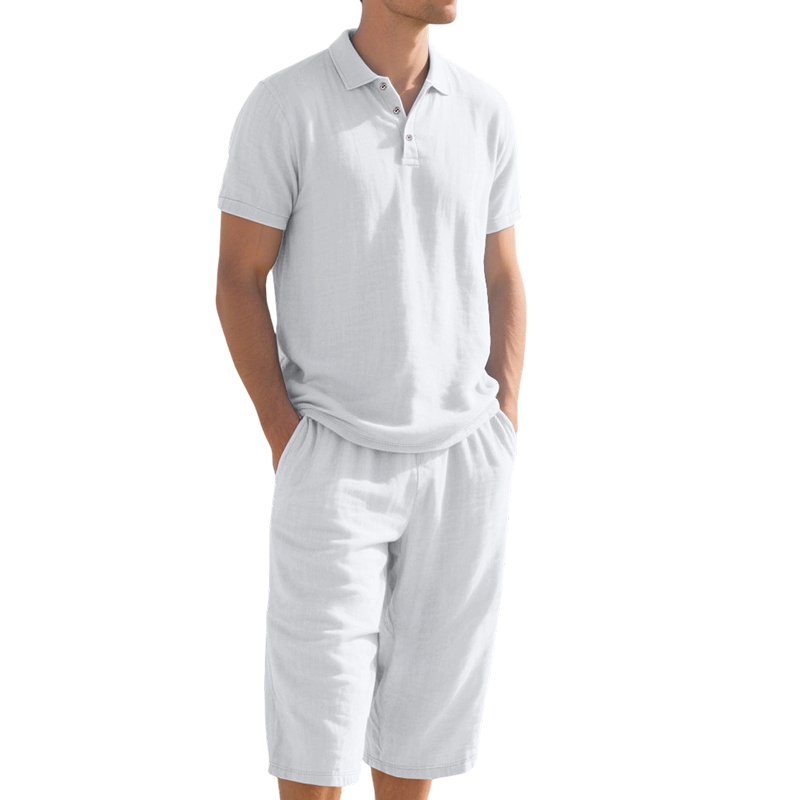 👔 ¡OFERTA ESPECIAL 50% DE DESCUENTO AHORA! 🍃 Conjunto de Lino para Hombre – Camisa y Pantalón Capri, Transpirable, 7 Colores, Tallas S-3XL ✨